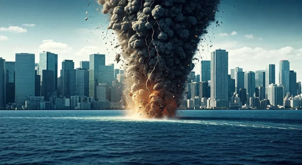 japan divided by an earthquake into two beautiful islands from the middle of tokyo photographed with (1)