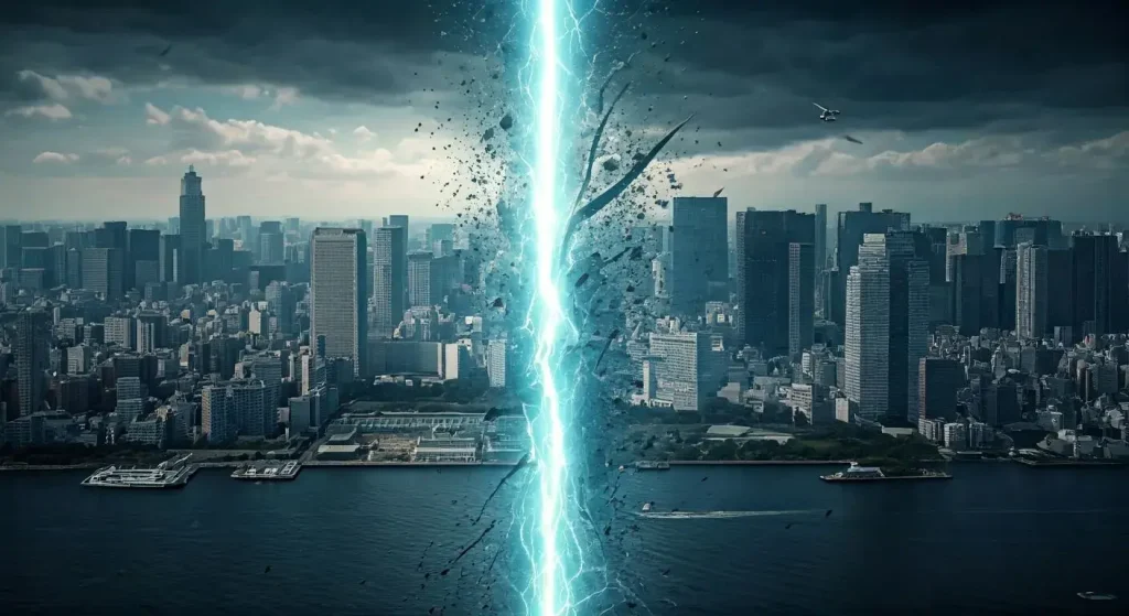 japan divided by an earthquake into two beautiful islands from the middle of tokyo photographed with (2)