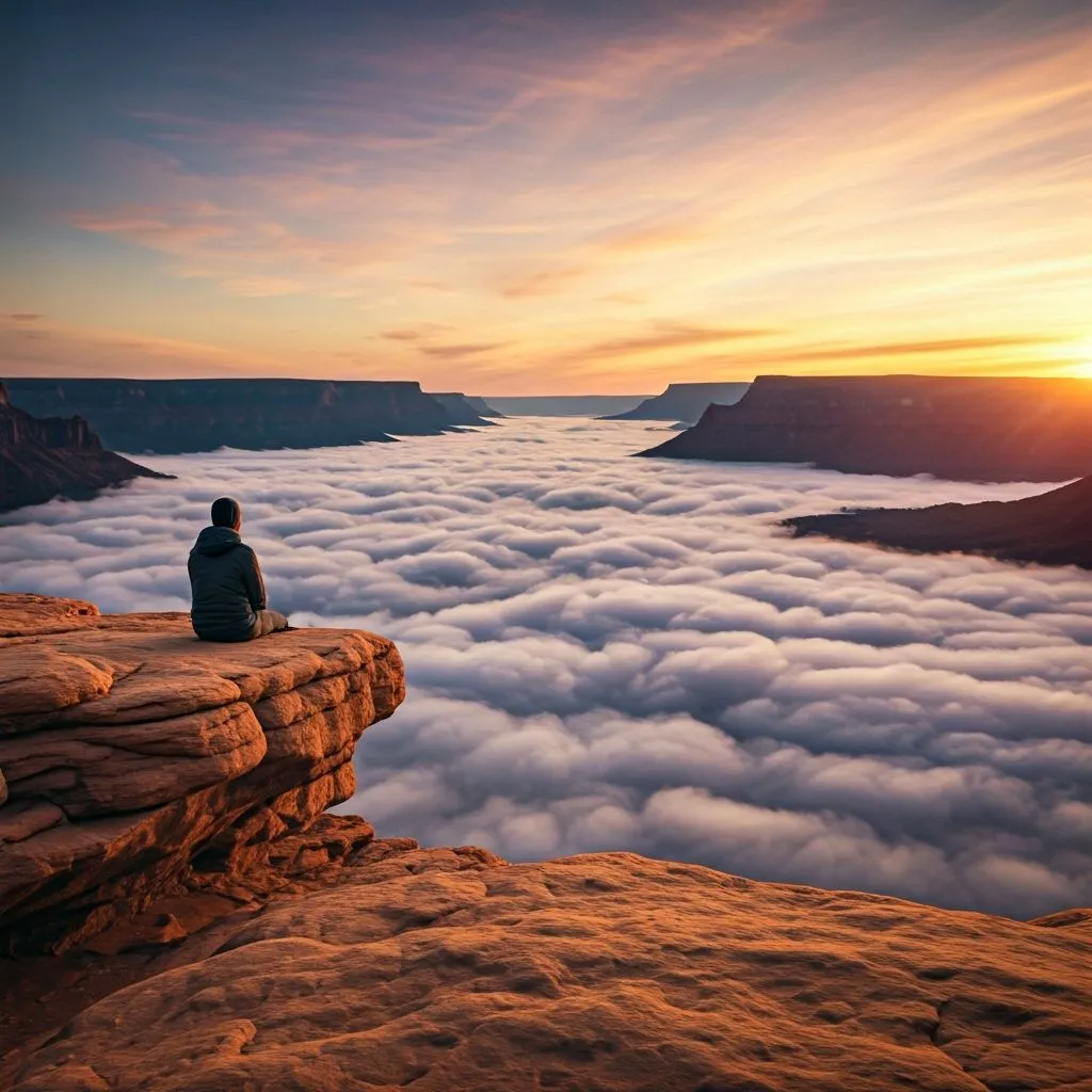 A Person Is Sitting On A Ledge