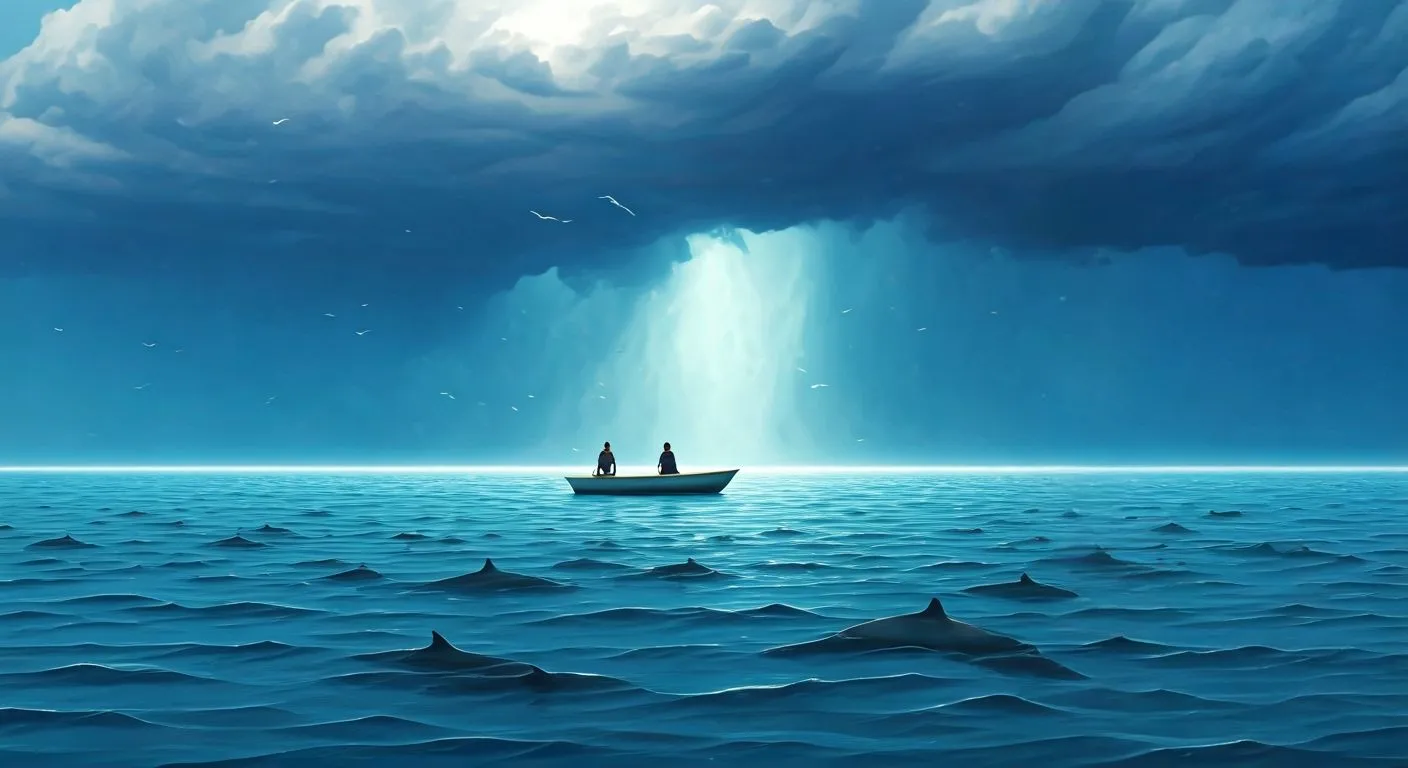 Distant View Of A Small Boat